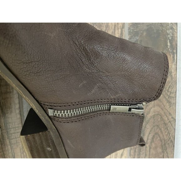 Lucky Brand‎ Basel Bootie Size 8M Dark Brown Double Zippers Chunky Heal Leather - Picture 14 of 16